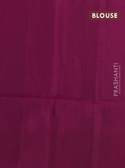 Kanchipuram soft silk saree green and dark magenta pink with allover zari woven brocdae weaves and long zari woven border