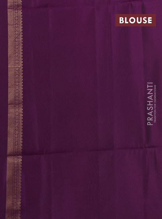 Kanchipuram soft silk saree teal green shade and purple with zari woven buttas and zari woven butta border