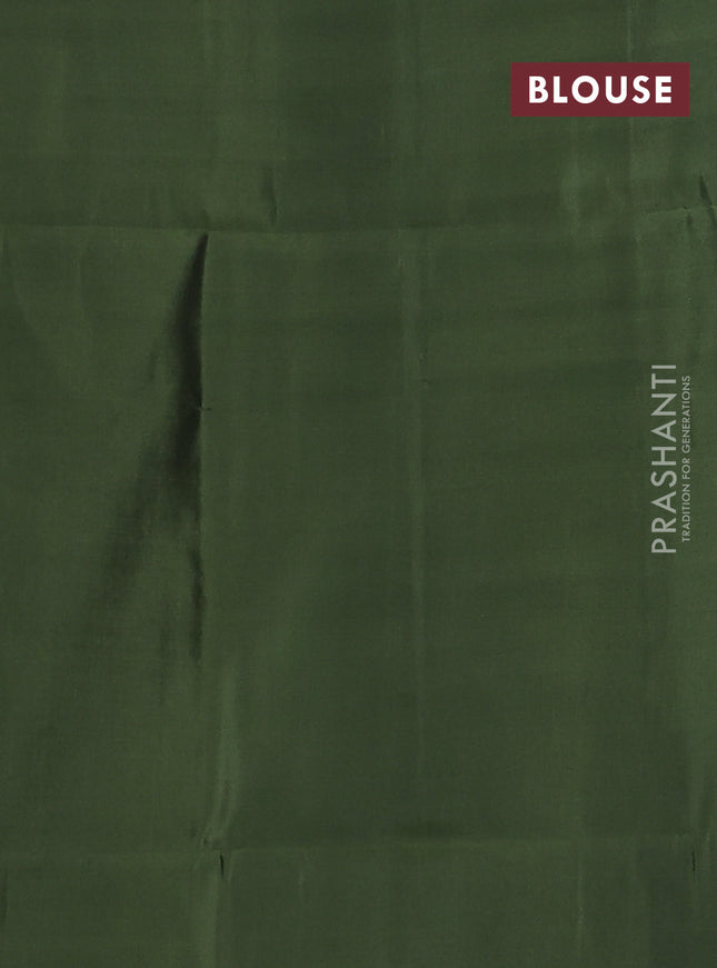 Kanchipuram soft silk saree peacock green and sap green with zari woven buttas and zari woven butta border