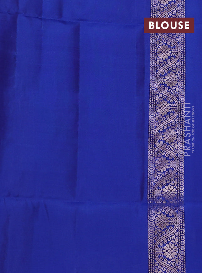 Kanchipuram soft silk saree royal blue with allover zari woven buttas and zari woven floral butta border