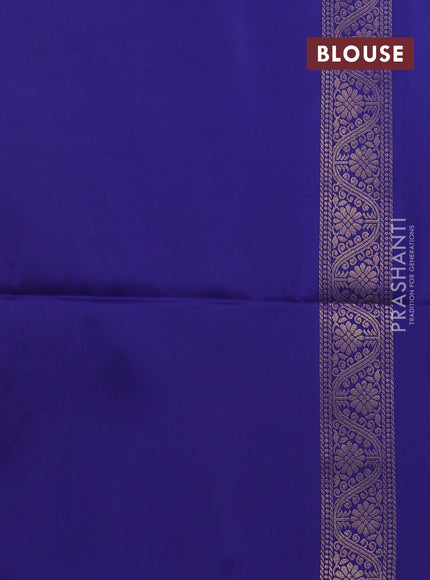 Kanchipuram soft silk saree blue with allover zari woven buttas and zari woven floral butta border