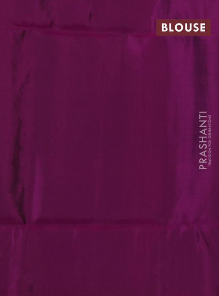 Kanchipuram soft silk saree green and purple with allover zari woven buttas and long zari woven border