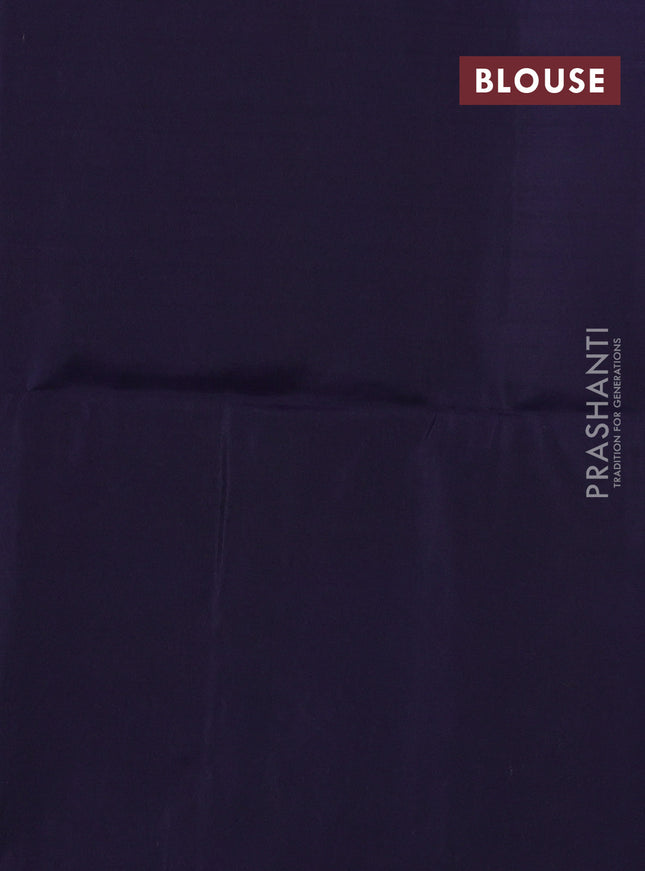 Kanchipuram soft silk saree pastel green and navy blue with allover zari woven brocade weaves and long zari woven border