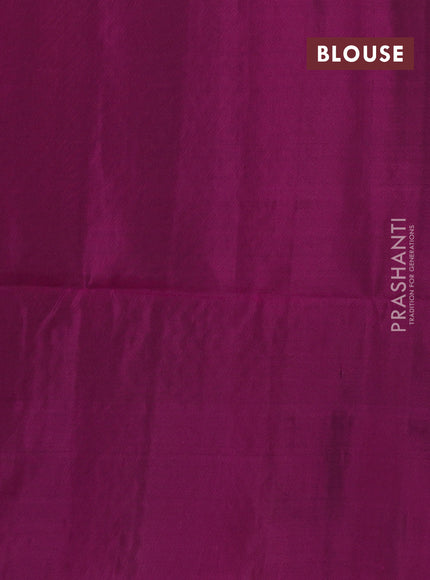 Kanchipuram soft silk saree peacock green and purple with allover zari woven buttas and long zari woven border