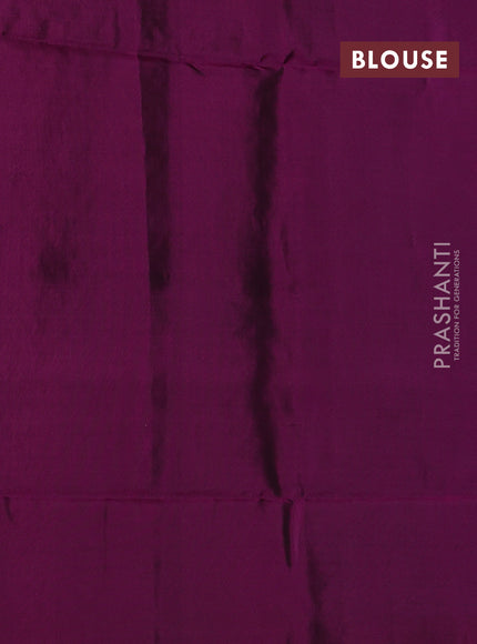 Kanchipuram soft silk saree peacock green and purple with allover zari woven buttas and long zari woven border