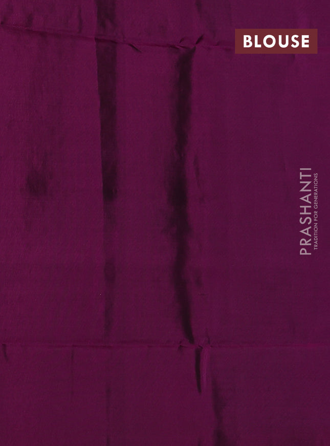 Kanchipuram soft silk saree peacock green and purple with allover zari woven buttas and long zari woven border