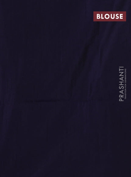 Kanchipuram soft silk saree grey shade and dark blue with zari buttas & jute finish in borderless style