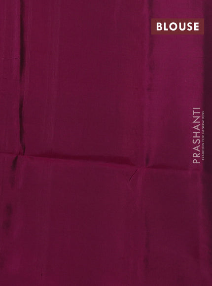 Kanchipuram soft silk saree cs blue and magenta pink with allover zari woven buttas and long zari woven border