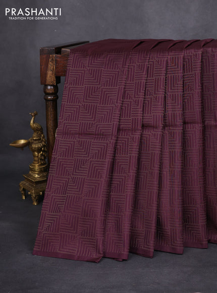 Kanchipuram soft silk saree wine shade and cs blue with allover zari woven brocade weaves in borderless style