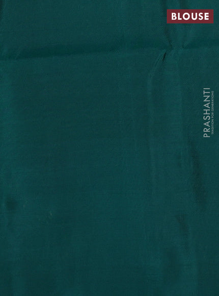 Kanchipuram soft silk saree pastel green shade and teal green with zari woven buttas and long zari woven border
