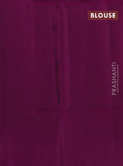 Kanchipuram soft silk saree green and purple with zari woven buttas and long zari woven border