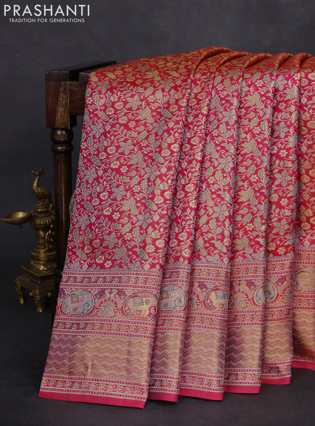 Pure kanchipuram silk saree pink with allover zari woven mina weaves and rich zari woven border