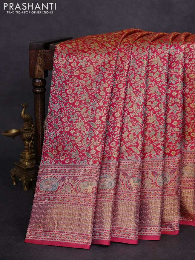 Pure kanchipuram silk saree pink with allover zari woven mina weaves and rich zari woven border