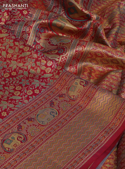 Pure kanchipuram silk saree pink with allover zari woven mina weaves and rich zari woven border