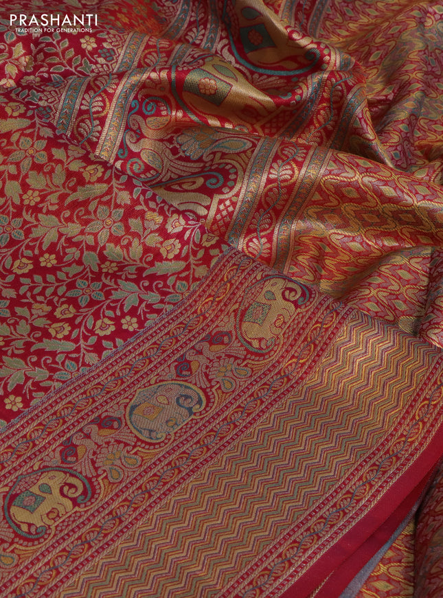 Pure kanchipuram silk saree pink with allover zari woven mina weaves and rich zari woven border