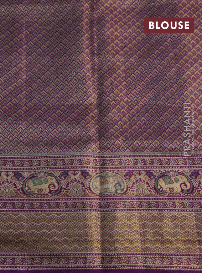 Pure kanchipuram silk saree purple with allover zari woven mina weaves and rich zari woven border