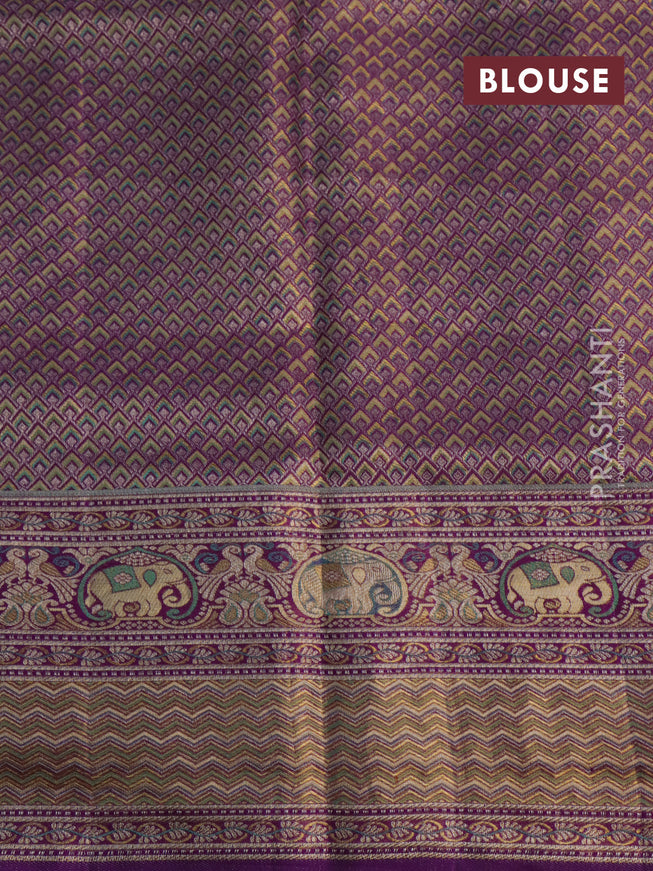 Pure kanchipuram silk saree purple with allover zari woven mina weaves and rich zari woven border