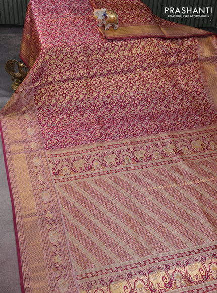 Pure kanchipuram silk saree dual shade of purple with allover zari woven mina weaves and rich zari woven border