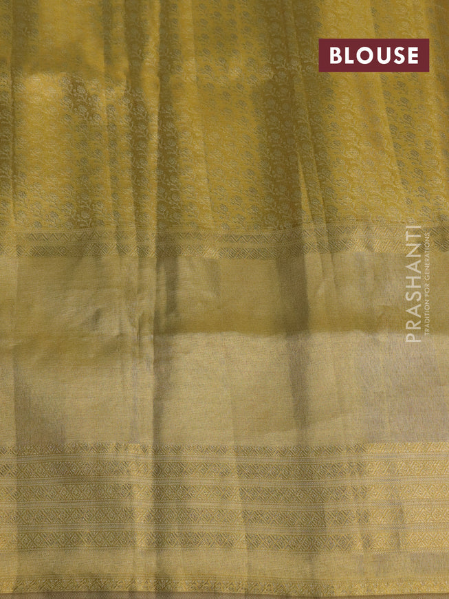 Pure kanchipuram tissue silk saree gold and red with allover zari weaves and floral design butta border