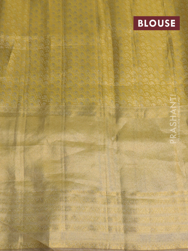Pure kanchipuram tissue silk saree gold and maroon with allover zari weaves and floral design butta border