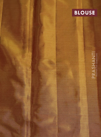 Pure kanchipuram tissue silk saree gold and maroon with floral design motif and long rich floral design border