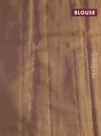 Pure kanchipuram tissue silk saree dual shade of pastel lavender with allover rich pichwai design weaving and zari woven border