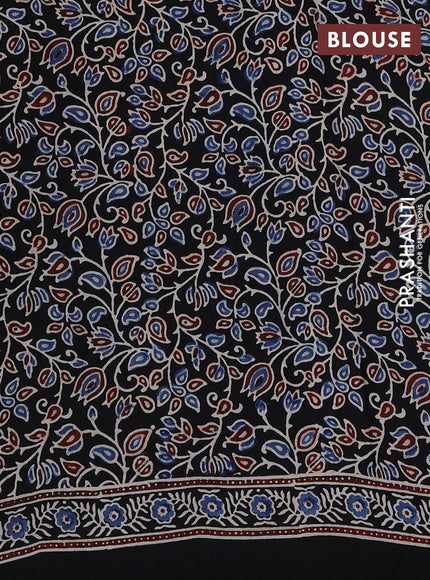 Modal silk saree black with ajrakh butta prints and printed border