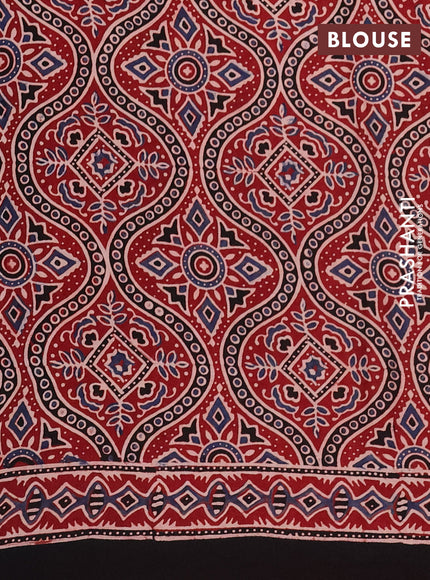 Modal silk saree maroon and black with allover ajrakh prints and printed border