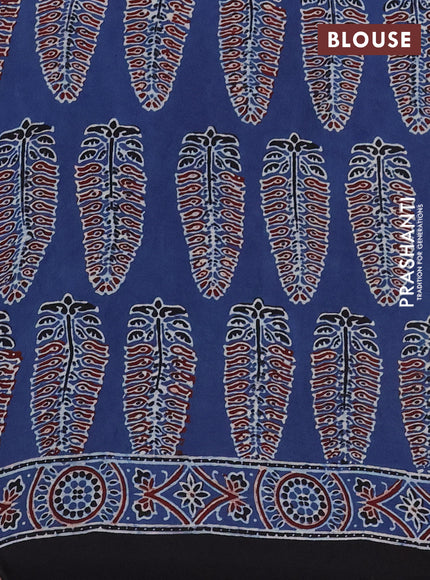 Modal silk saree blue and black with allover ajrakh prints and printed border