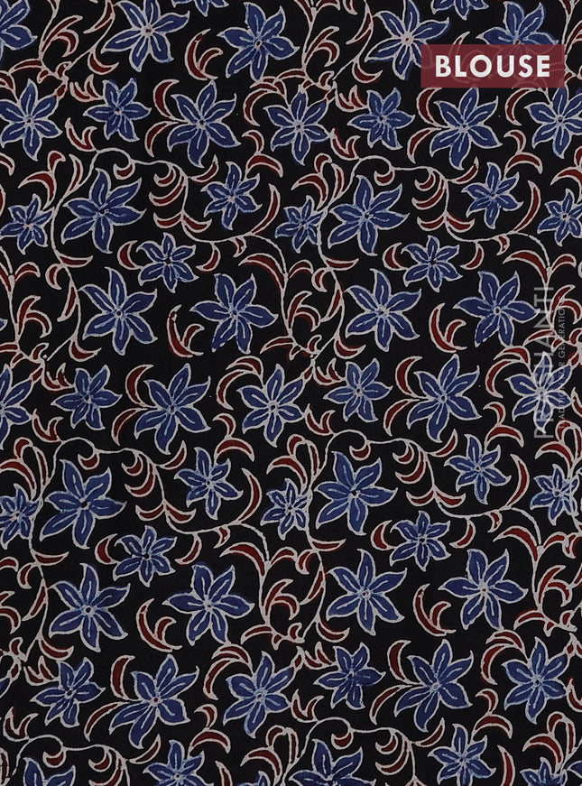 Modal silk saree black with ajrakh butta prints and printed border