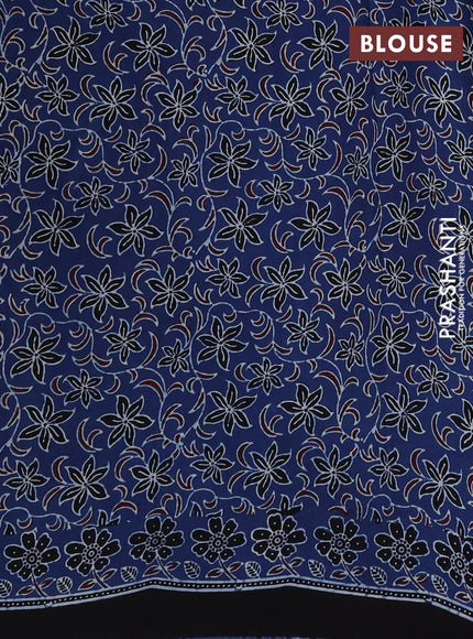 Modal silk saree blue and black with allover ajrakh prints and printed border
