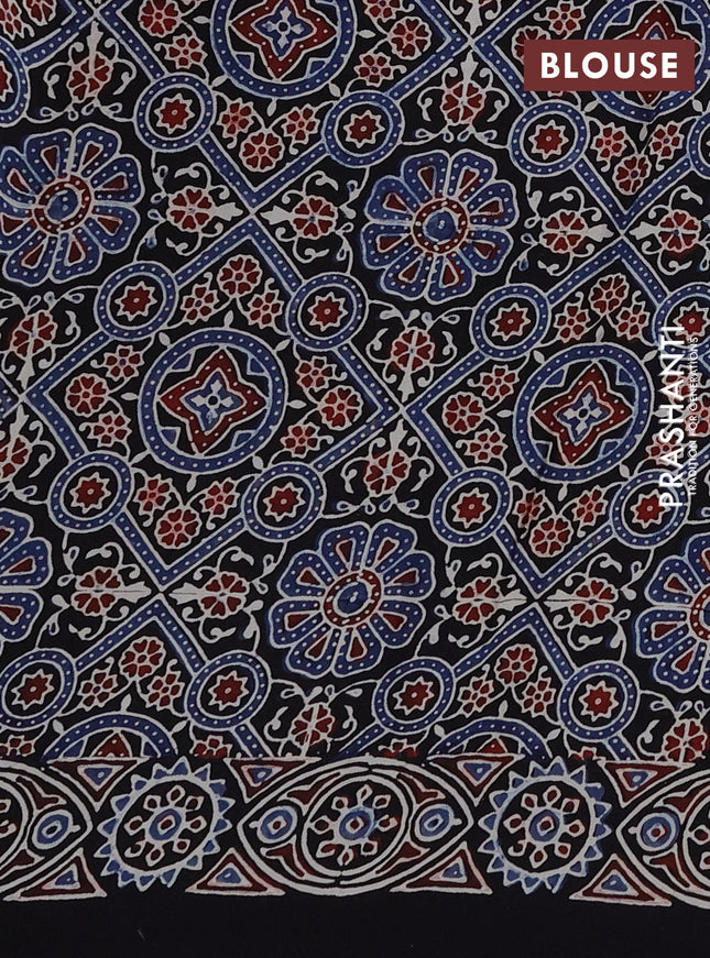 Modal silk saree black with allover ajrakh prints and printed border