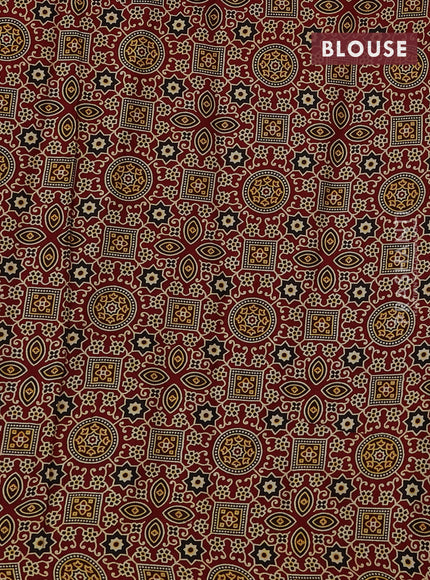 Modal silk saree maroon with allover ajrakh prints and simple border