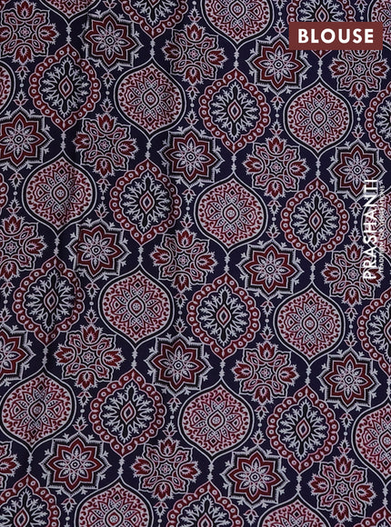 Modal silk saree blue with allover ajrakh prints and simple border