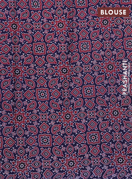 Modal silk saree blue with allover ajrakh prints and printed border