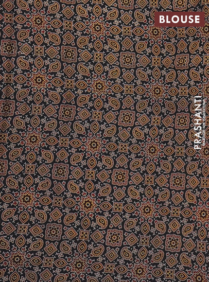 Modal silk saree black with allover ajrakh prints and printed border