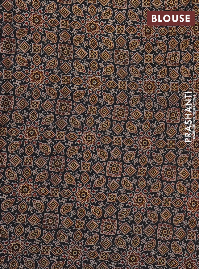 Modal silk saree black with allover ajrakh prints and printed border
