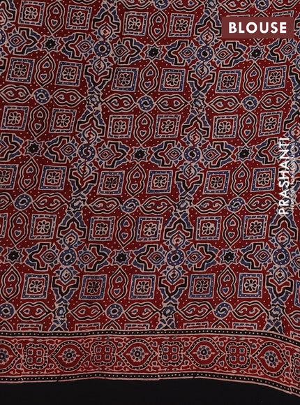 Modal silk saree maroon and black with allover ajrakh prints and printed border