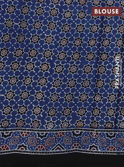 Modal silk saree blue and black with ajrakh butta prints and printed border
