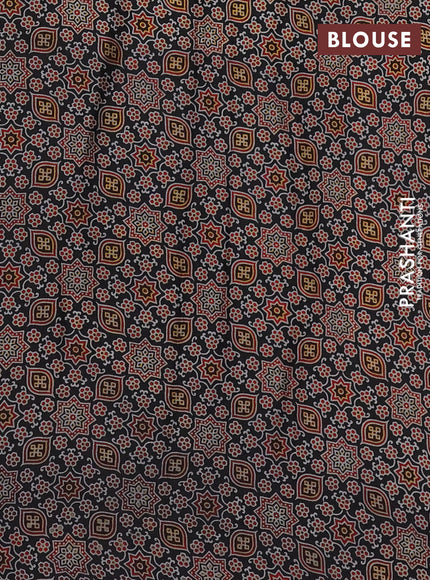 Modal silk saree black with allover ajrakh prints and printed border
