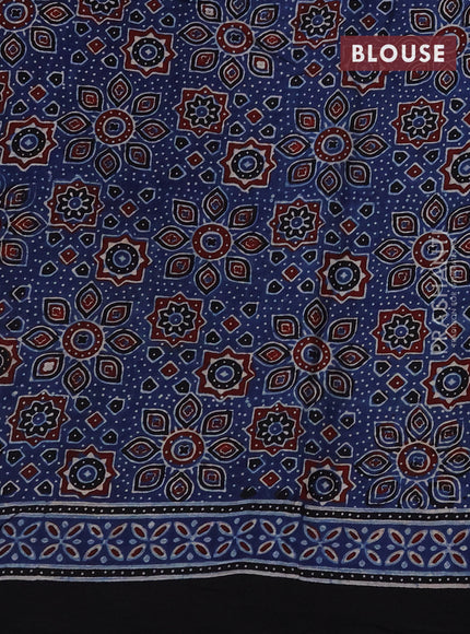 Modal silk saree dark mustard and black with allover bandhini prints and ajrakh printed pallu & blouse