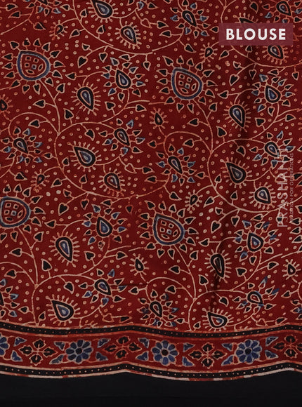 Modal silk saree peacock green and maroon with allover bandhini prints and ajrakh printed pallu & blouse