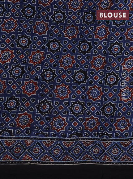 Modal silk saree teal green and black with allover bandhini prints and ajrakh printed pallu & blouse