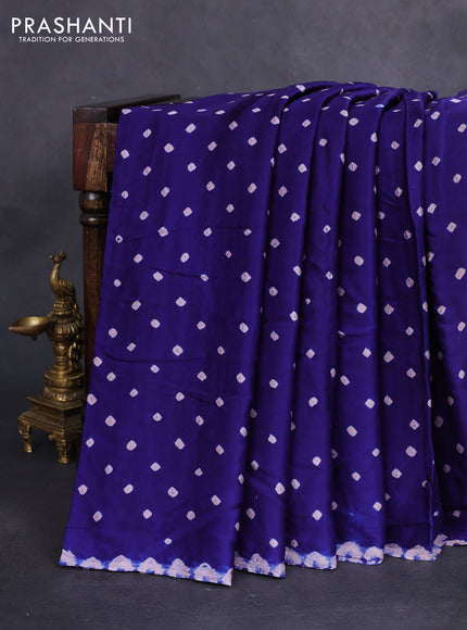 Modal silk saree blue and black with allover bandhini prints and ajrakh printed pallu & blouse