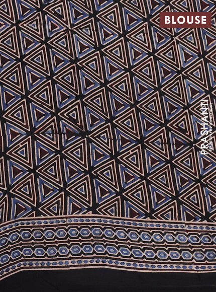 Modal silk saree blue and black with allover bandhini prints and ajrakh printed pallu & blouse