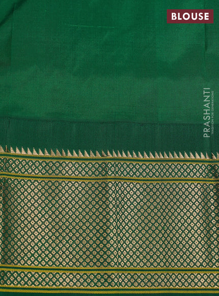 Pure paithani silk saree pink and green with allover zari woven buttas and paithani weaving pallu