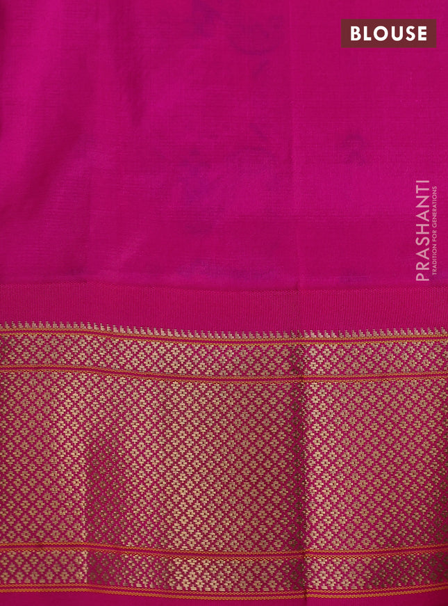 Pure paithani silk saree dual shade of teal bluish green and pink with allover zari woven buttas and paithani weaving pallu