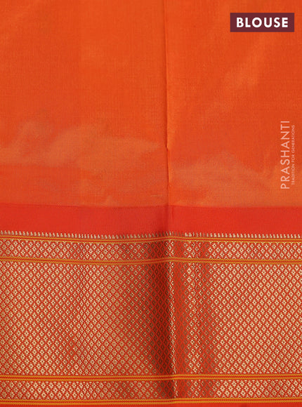 Pure paithani silk saree purple and orange with allover zari woven buttas and paithani weaving pallu