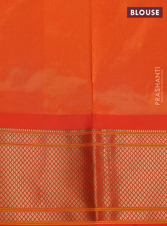 Pure paithani silk saree purple and orange with allover zari woven buttas and paithani weaving pallu