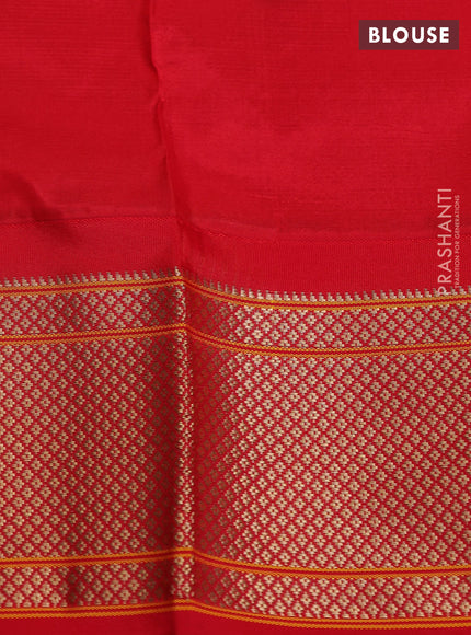 Pure paithani silk saree blue and red with allover zari woven buttas and paithani weaving pallu